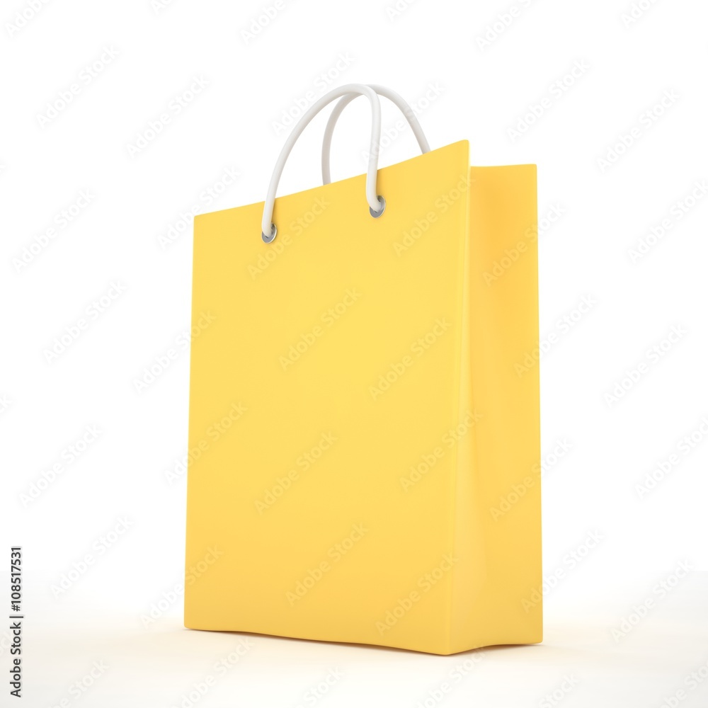 Paper Shopping Bag isolated on white background. 3d rendering. Paper Shopping Bag isolated on white background. 3d rendering.