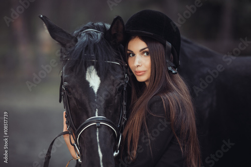 Woman and Horse in Riding School
