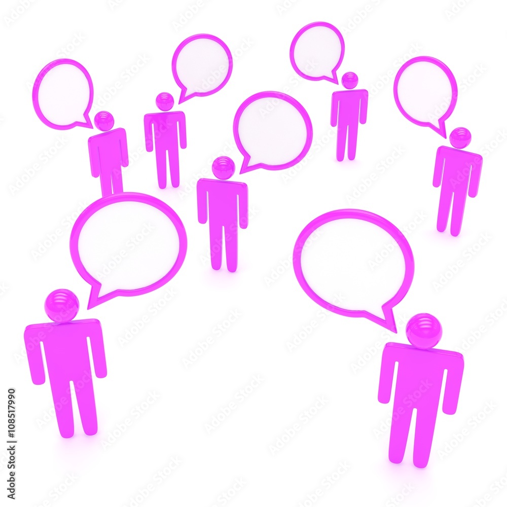 people with talk bubbles isolated over a white background. 3d rendering. people with talk bubbles isolated over a white background. 3d rendering.