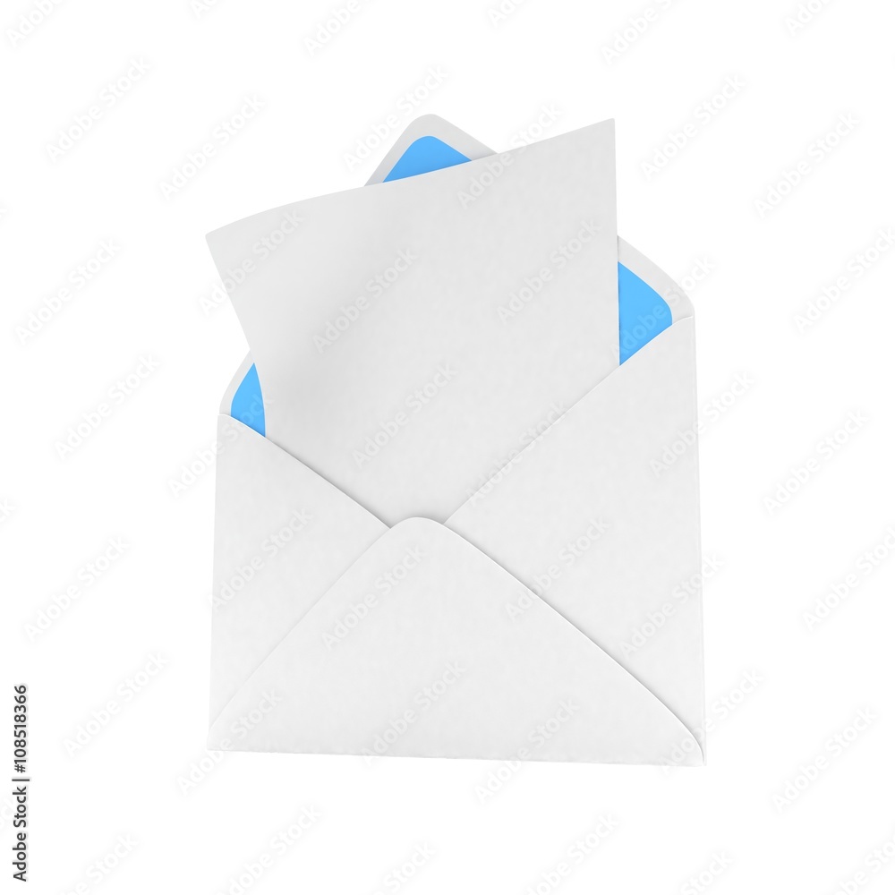 open mail with white blank. 3d rendering. open mail with white blank. 3d rendering.
