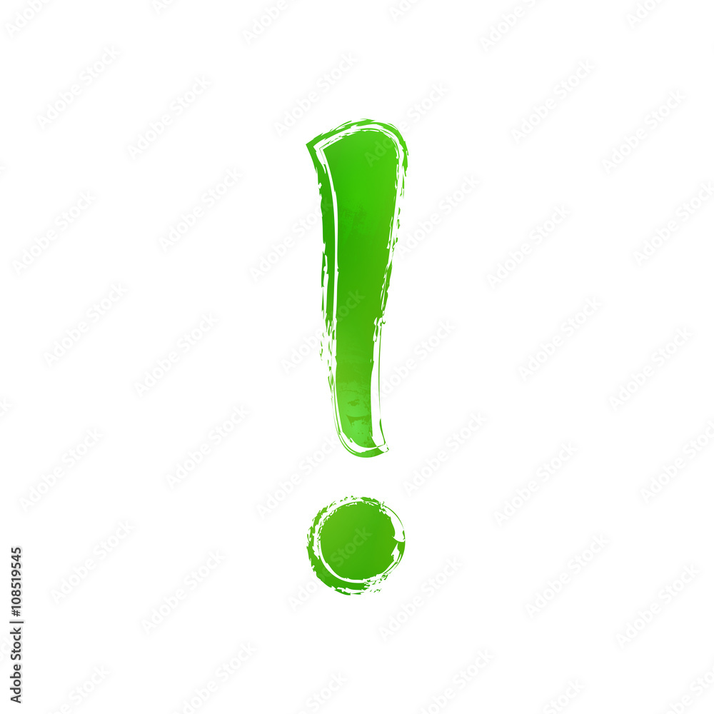 Watercolor Green Exclamation Point Hand Drawn Watercolor Exclamation
