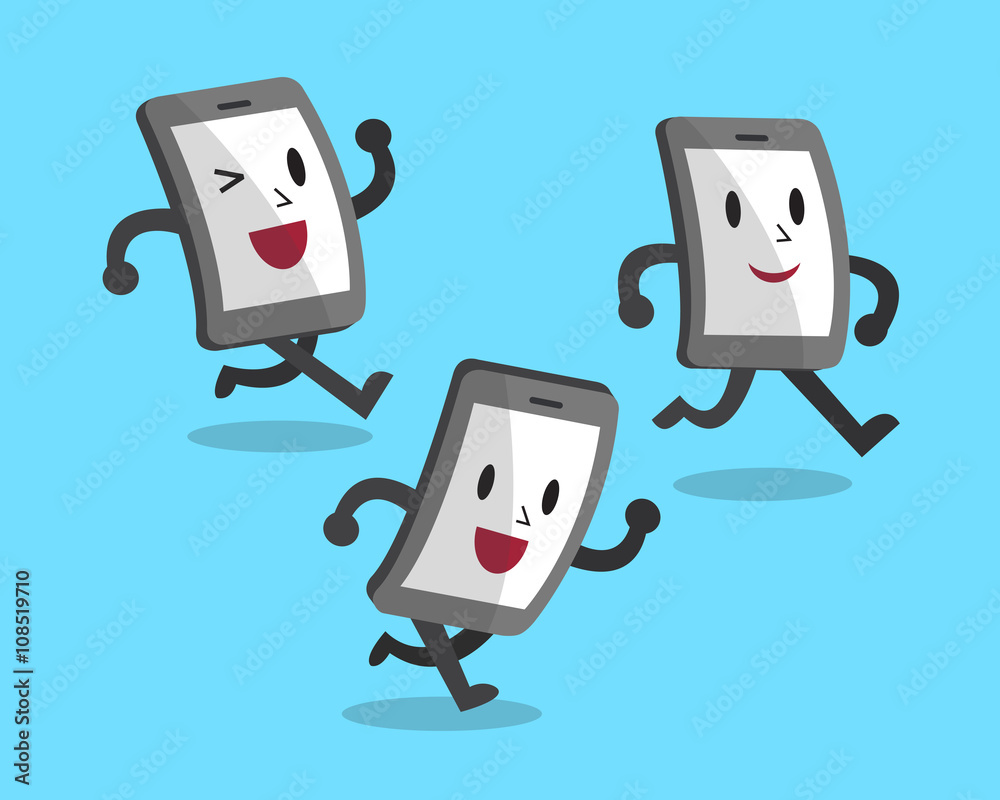 Cartoon running smartphones Cartoon running smartphones