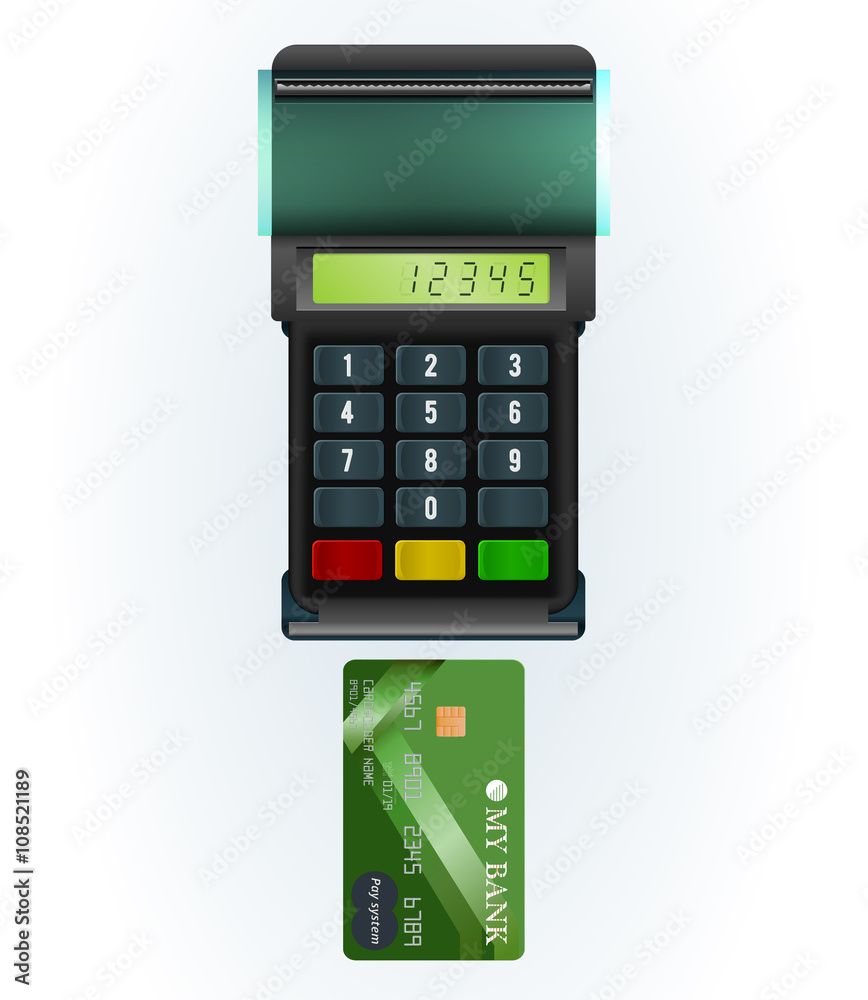 Payment terminal and bank card / Terminal to pay for goods by card Payment terminal and bank card / Terminal to pay for goods by card