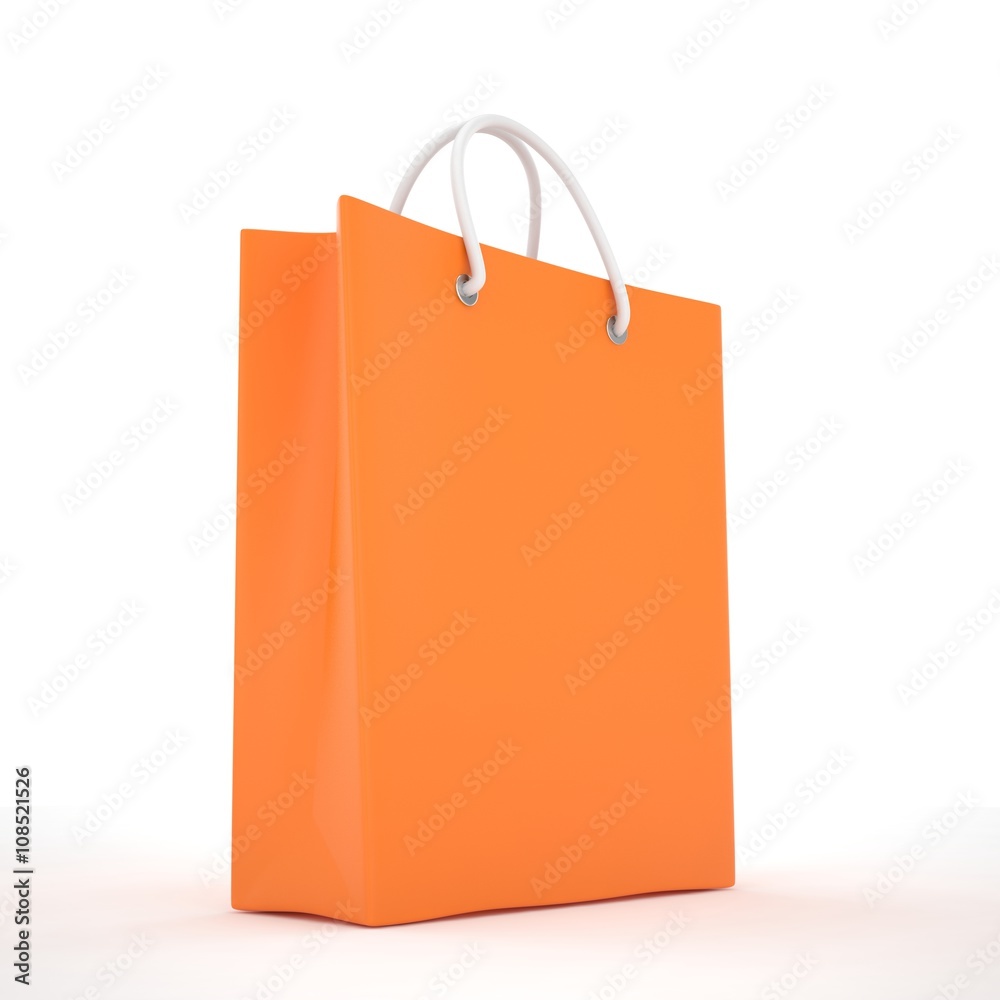 Paper Shopping Bag isolated on white background. 3d rendering. Paper Shopping Bag isolated on white background. 3d rendering.