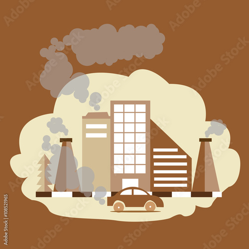 carbon monoxide dioxide air pollution CO CO2 factory smoke from chimney 