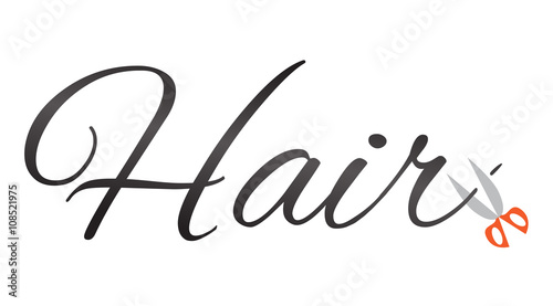 An illustration logo of scissors cutting Hair