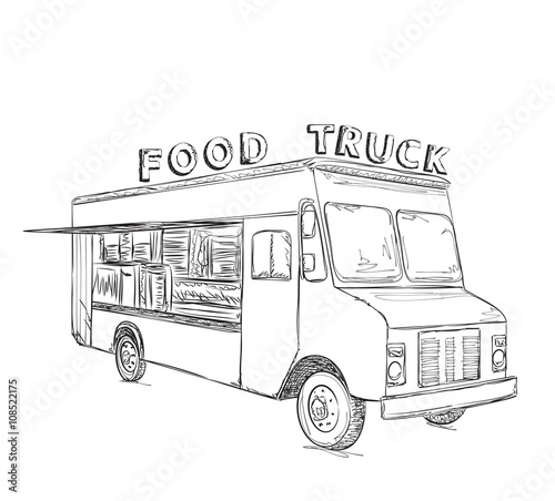 Hand drawn food truck.