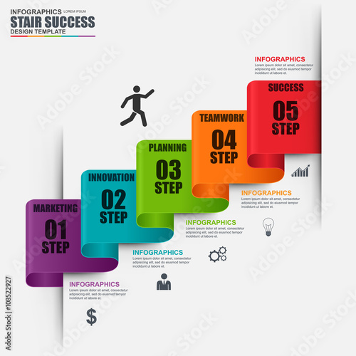 Infographic staircase step vector design template