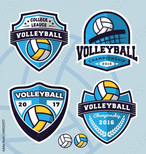 Set of volleyball logo template design for apparel, clothing and other design. Vector illustration