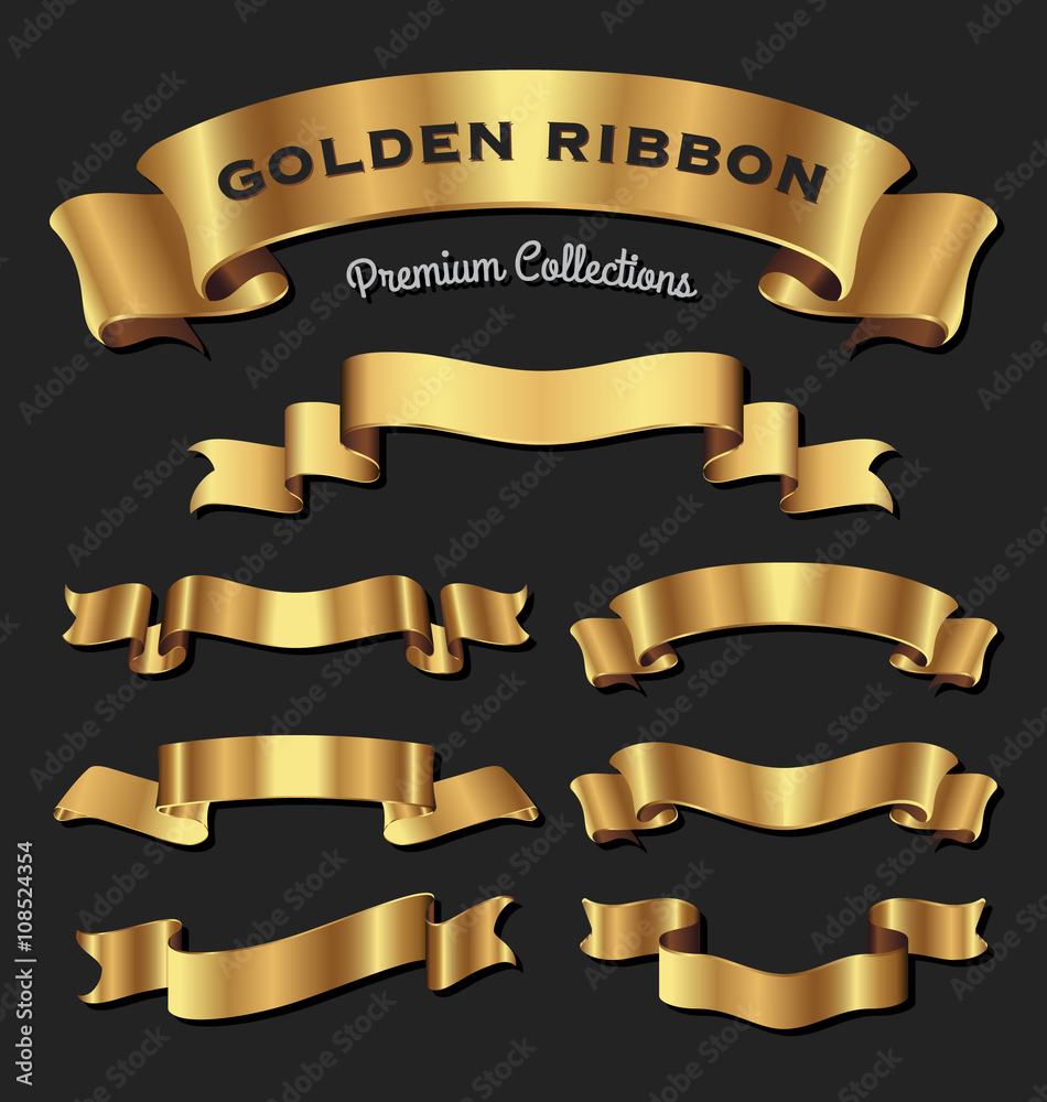 Set of premium golden ribbons for your design. Vector illustration Set of premium golden ribbons for your design. Vector illustration