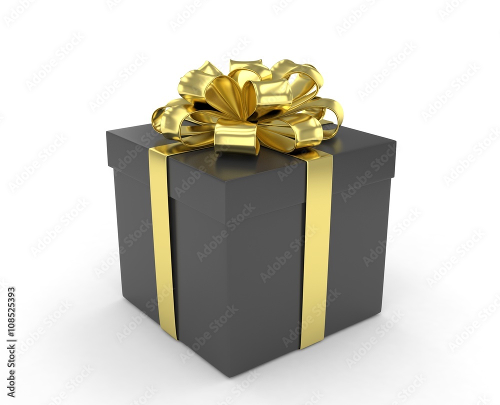 Obraz premium gift box with bows isolated on white. 3d rendering.