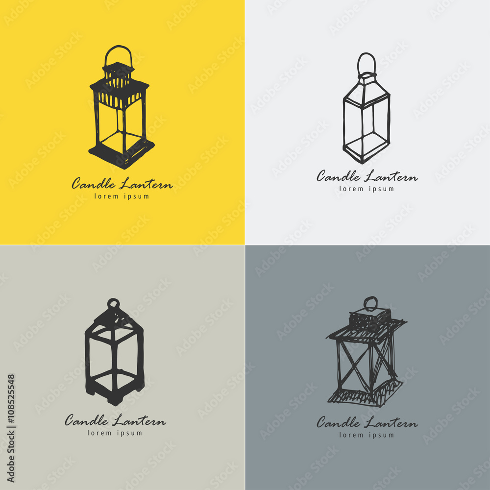 Rustic candle lantern logo in the style of a sketch. The symbol of warmth  and comfort. Stock Vector | Adobe Stock