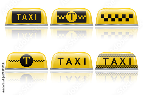 Taxi sign. Set of taxi car symbols and emblems.