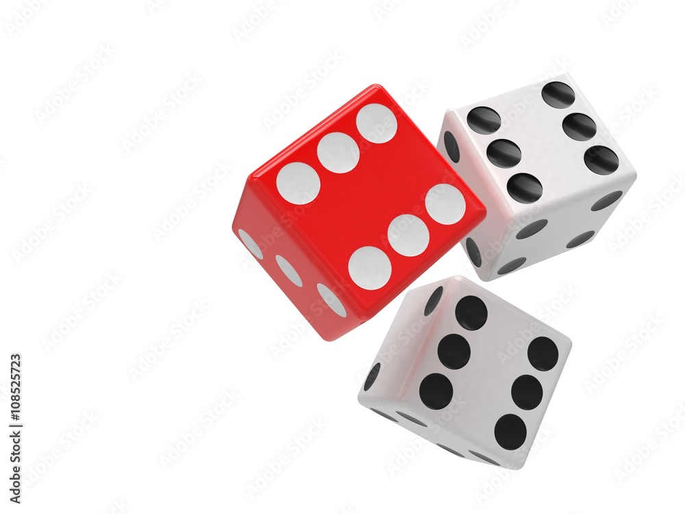 three dices on white background. 3d rendering. three dices on white background. 3d rendering.