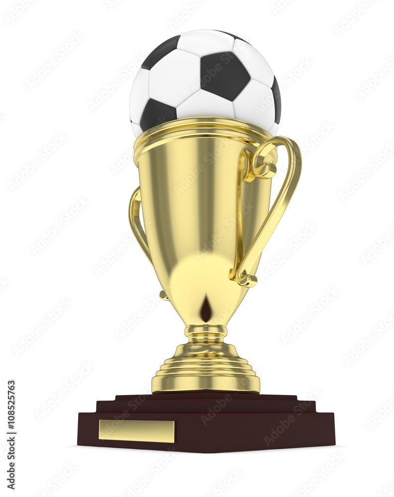 Gold cup with a football ball. 3d rendering. Gold cup with a football ball. 3d rendering.