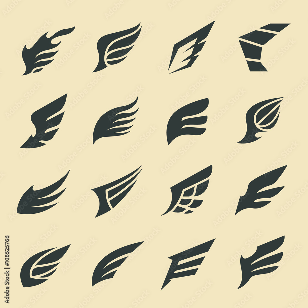 Wings Collection ,Wing design elements,wing logo,Vector illustration
