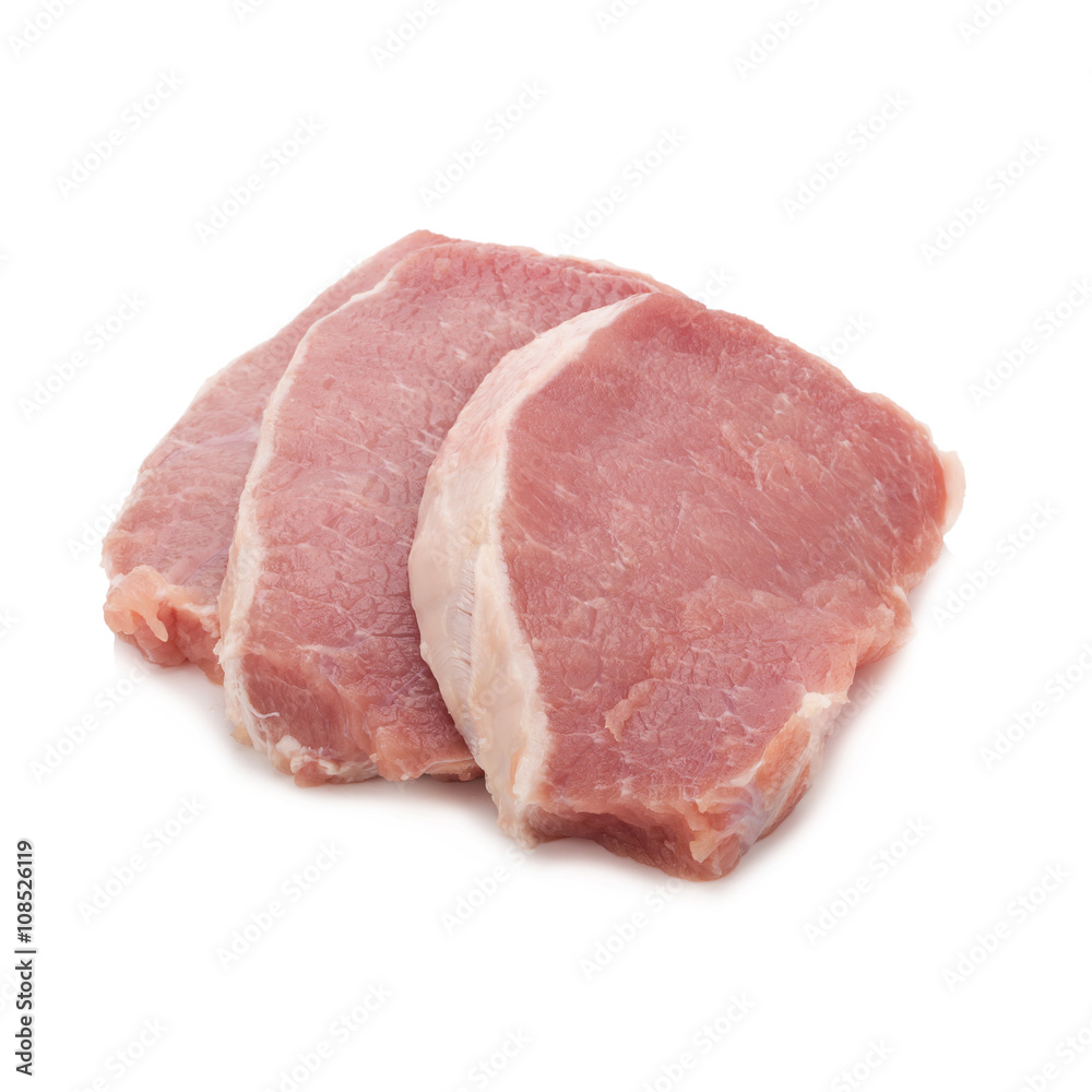 raw meat pork on white