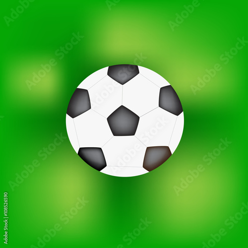 Soccer ball in green fields color background vector illustration.