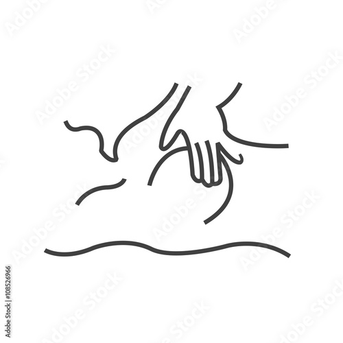 Line icon breast cancer check, lie supine