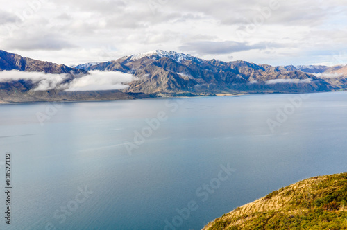 View of a lake near  Wanaka in Southern Lakes  New Zealand