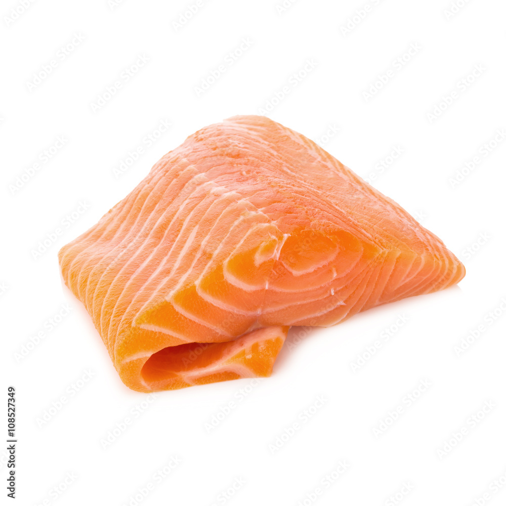 salmon fish fresh meat slice isolated on white background