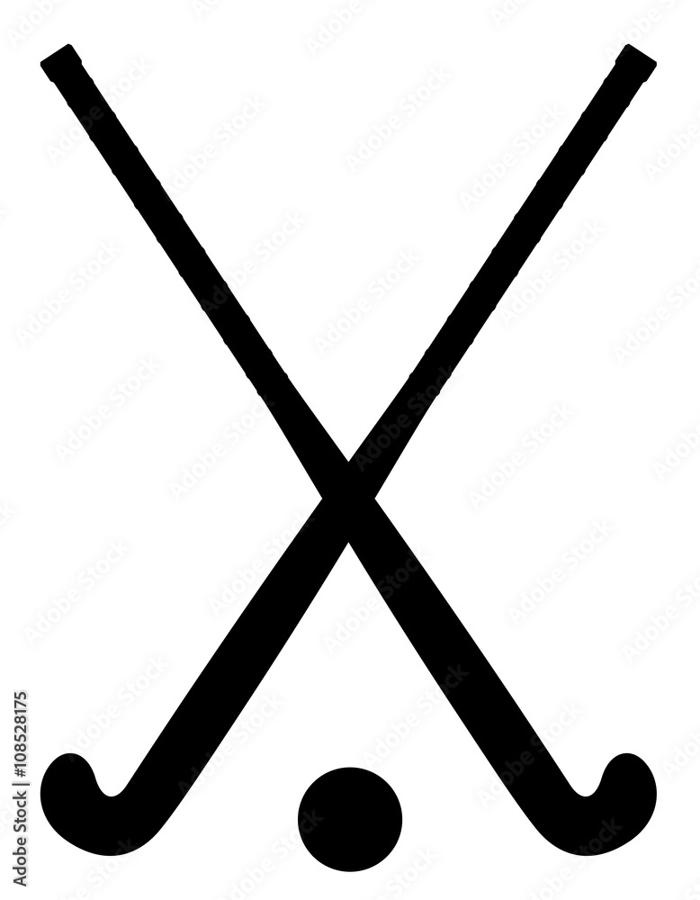 Fototapeta premium field hockey equipment black outline silhouette vector illustrat