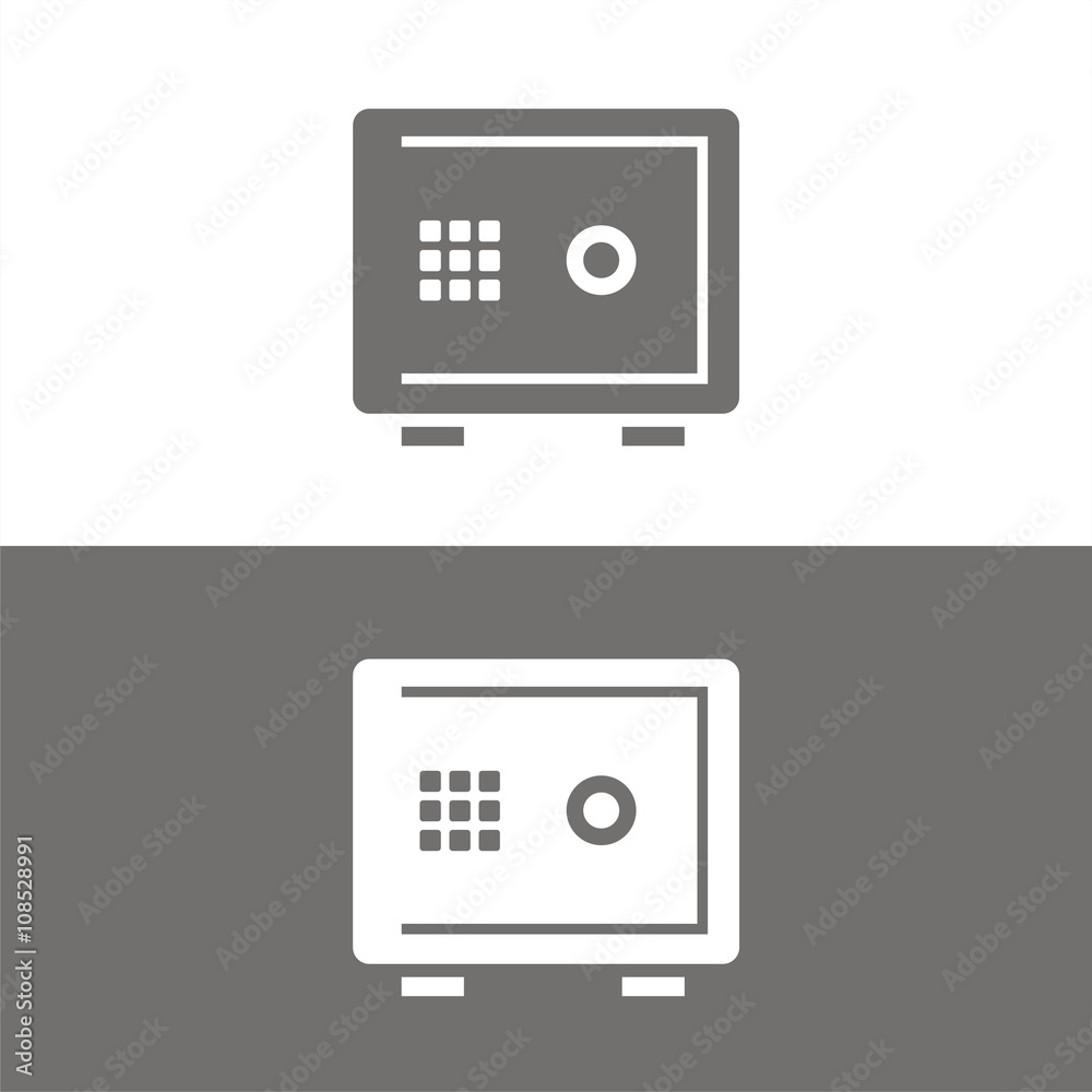 Icono de caja fuerte sobre fondos blanco y negro. Ilustración vectorial Icono de caja fuerte sobre fondos blanco y negro. Ilustración vectorial