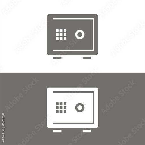 Icono de caja fuerte sobre fondos blanco y negro. Ilustración vectorial