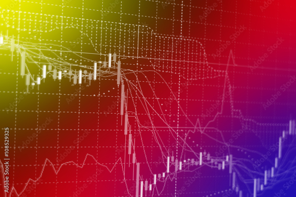 Stock exchange chart graph. Finance business background. Abstract stock market diagram candle bars trade.