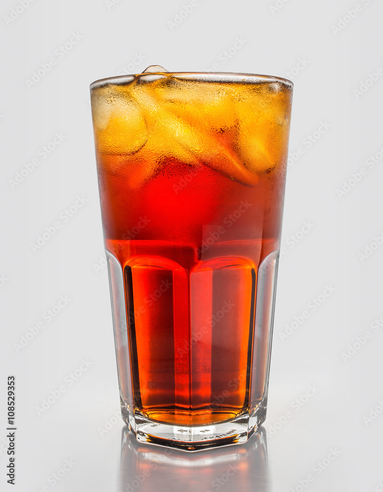 Glass of cola, side view Glass of cola, side view