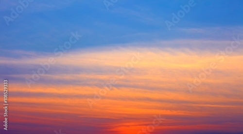 Fiery orange sunset sky. Beautiful sky. © alexzeer