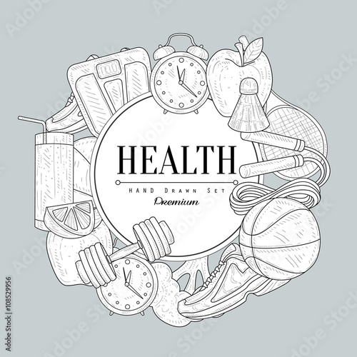 Healthy Lifestyle Vintage Sketch