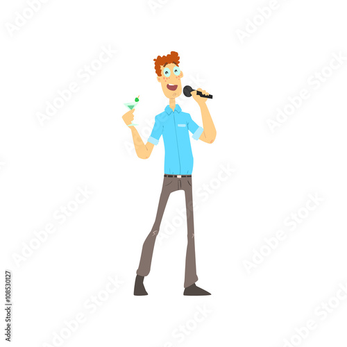 Curly Guy Singing In Karaoke