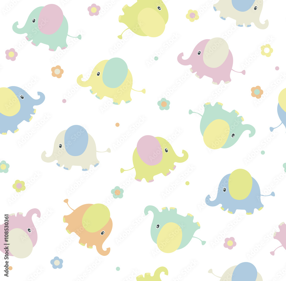 Vector cute elephants seamless pattern isolated. Vector cute elephants seamless pattern isolated.