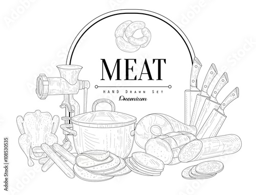 Meat Vintage Sketch