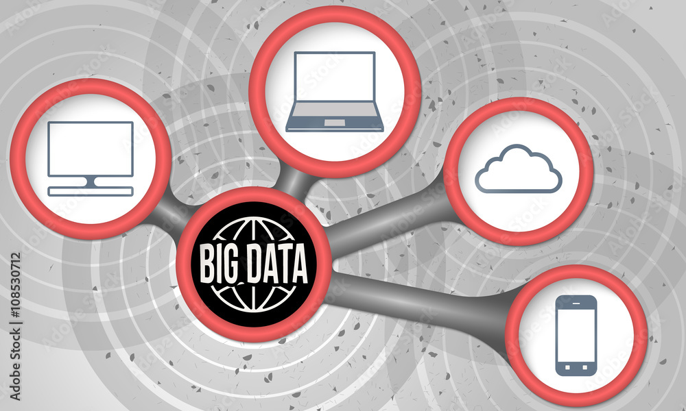 Obraz premium Vector circular boxes and big data icons