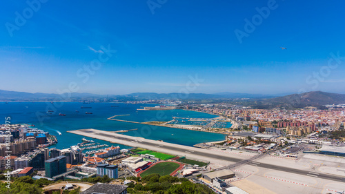 View from the top of the rock of Gibraltar on the city photo