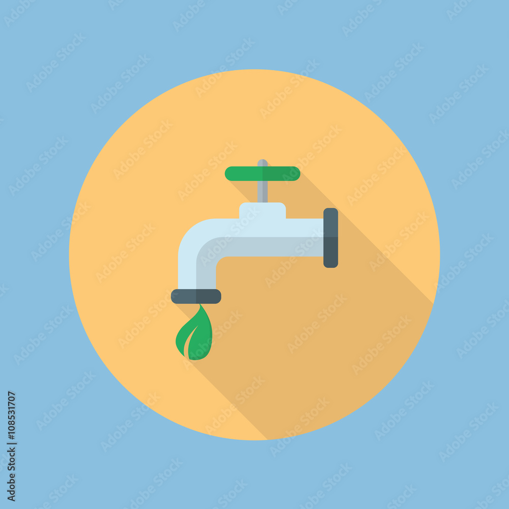 Eco water tap flat icon Eco water tap flat icon
