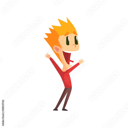 Spiky HAir Redhead Male Character Rejoicing