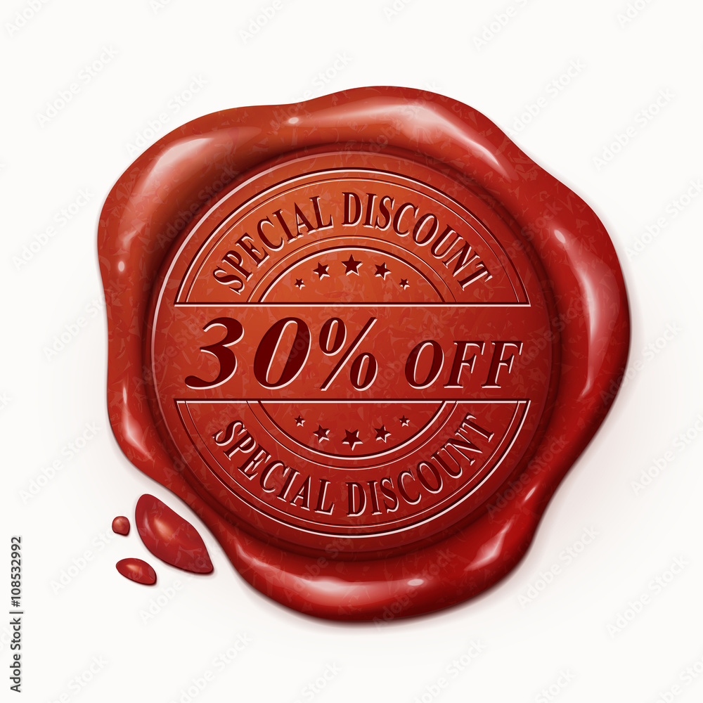 thirty percent off 3d red wax seal thirty percent off 3d red wax seal