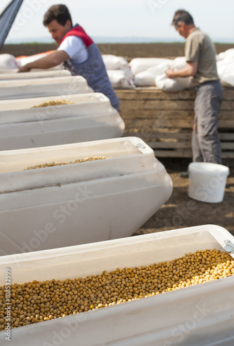 Work on field during soy planting time