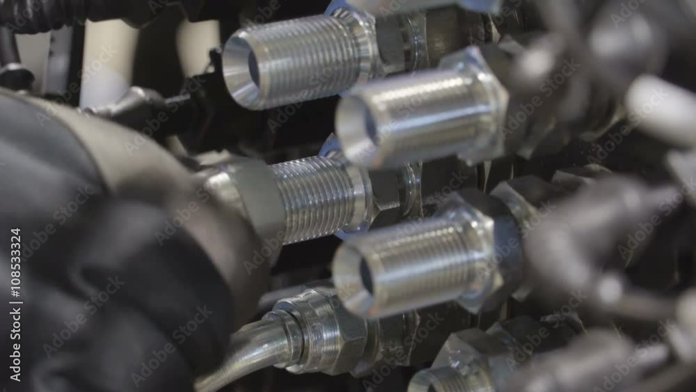 The hydraulic valve inside the factory. A hydraulic valve properly