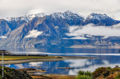 Clouds lying low near Wanaka in Southern Lakes, New Zealand