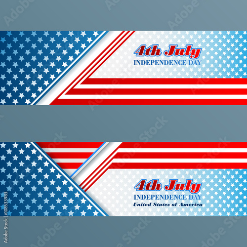 Abstract, design web banners with stars and strips for 4th July Independence day and National celebration of America