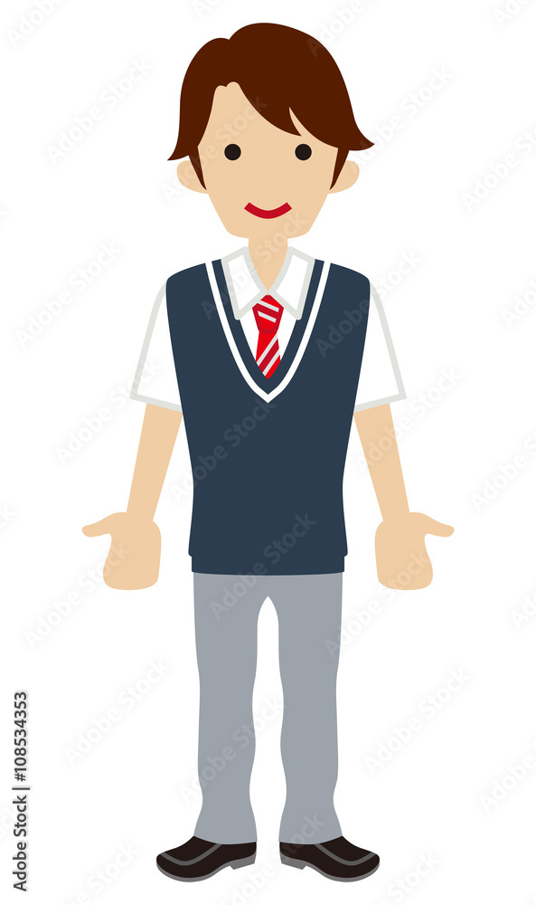 Male High school student -Deep blue color vest - 男子高校生 紺色ベスト Male High school student -Deep blue color vest - 男子高校生 紺色ベスト