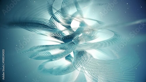 Abstract rotating twisted 3d shape. Loop animation.