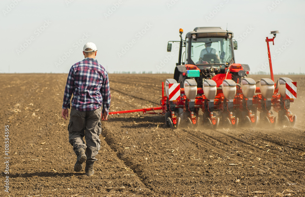 Work on field during soy planting time Work on field during soy planting time
