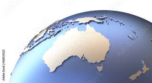 Australia on metallic Earth photo