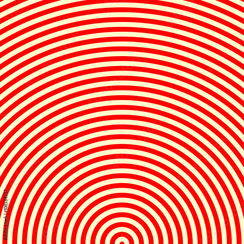 Striped red white pattern. Abstract repeat round waves texture background.