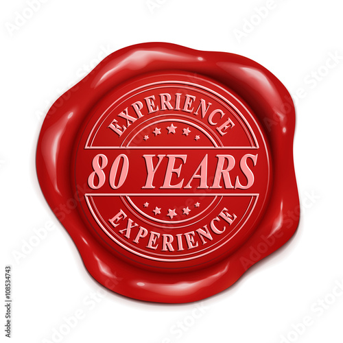 eighty years 3d red wax seal